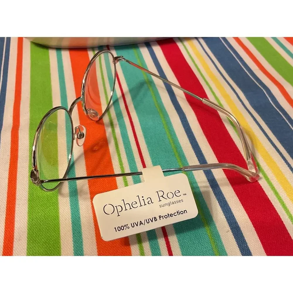 NWT Ophelia Roe Clear Lenses Oversized Round Wire Rim Glasses